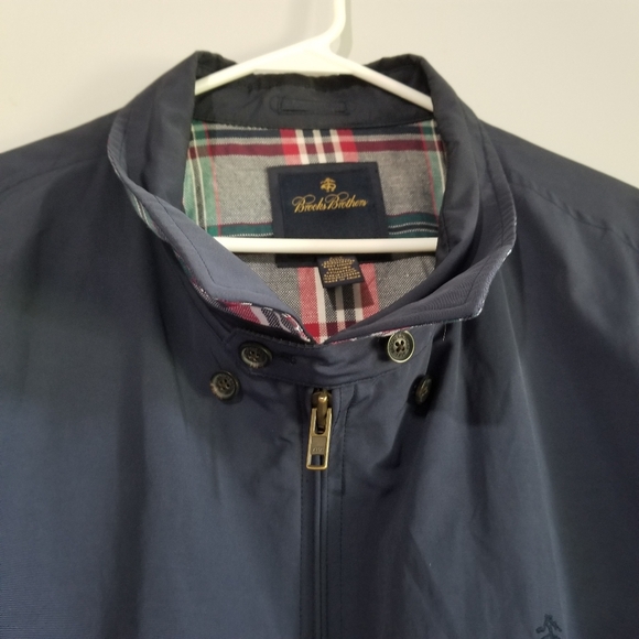 Brooks Brothers Full Zip Cotton 2XL Collared Navy Plaid Jacket  Lined - Picture 3 of 13